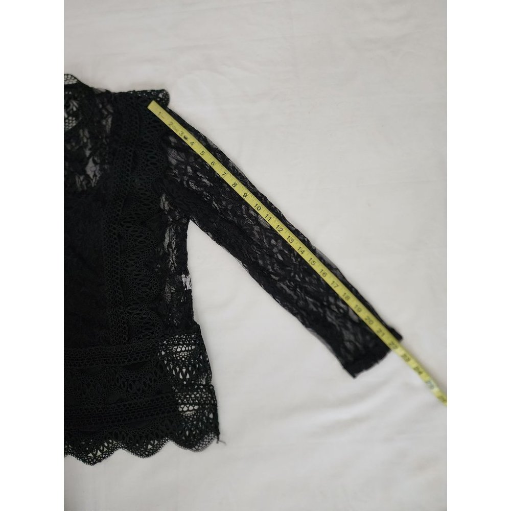 Adiva Women's Black Lace Long Sleeve Blouse Size Small New With Tags - Picture 12 of 13